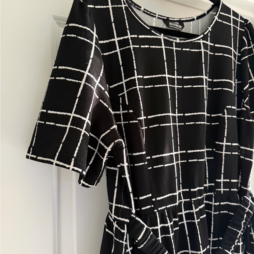 BloomChic Black & White Plaid Midi Dress - Picture 3 of 5